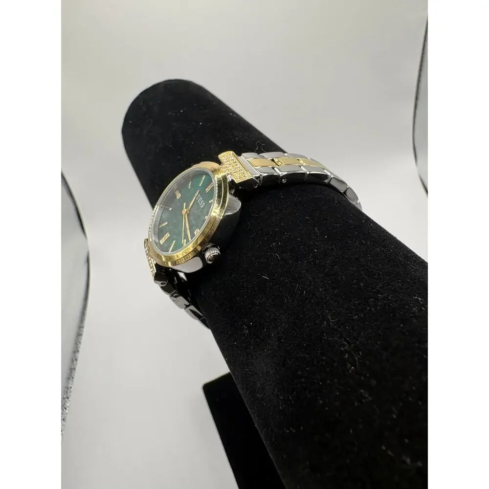 Guess GW0762L6 Two Tone Green Dial Watch Women's 28mm Crystal Accent